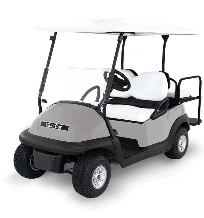 GIF of several variations of used Club Car golf carts from the builder.